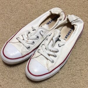 Converse Classic White Sneakers with Red Trim